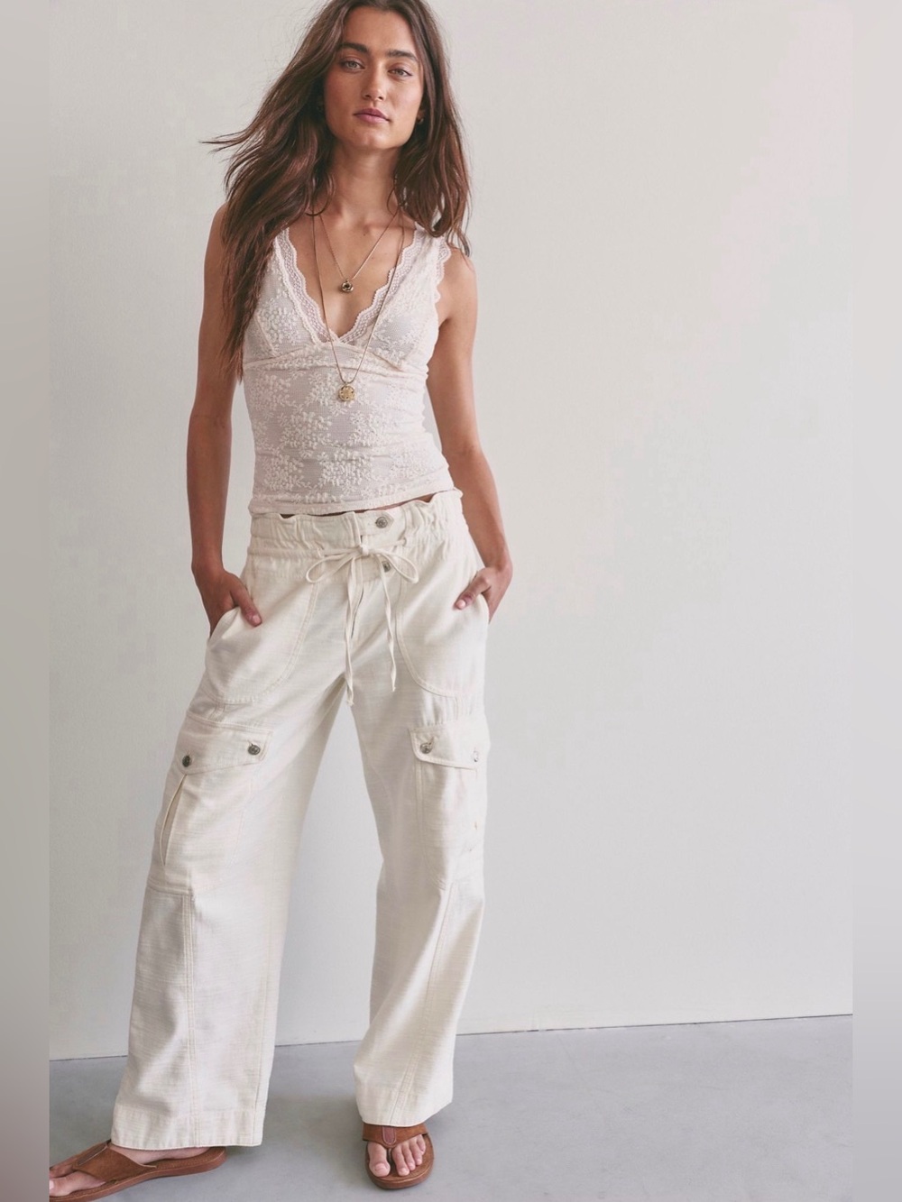 We The Free Park Ave Pull On Cargo Pants in Ivory